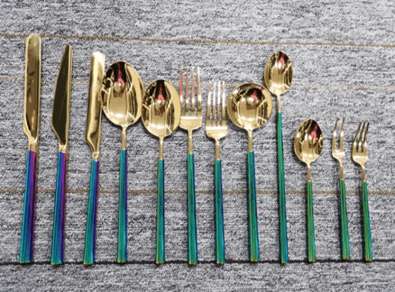 Barton Series Luxury Cutlery Price List ( Mirror-like iridescent gold)