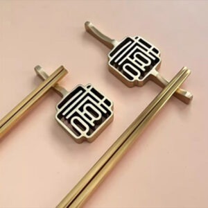 Double Happiness Chopstick Rest – 304 Stainless Steel – Stainless, Gold ,Rose Gold & Black
