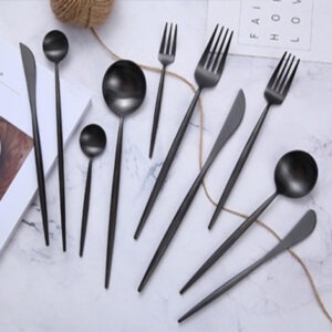 LEON Y898 304 Full Black Brushed Finish Cutlery Collection