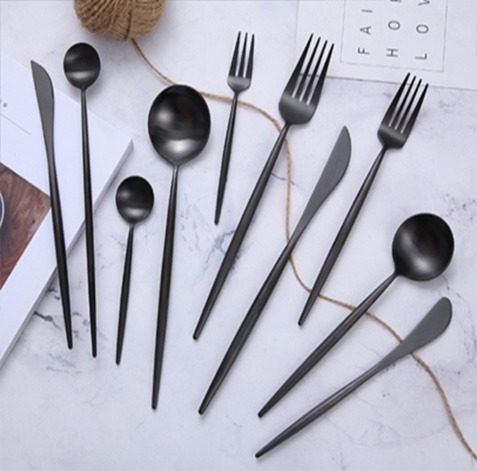 LEON Y898 304 Full Black Brushed Finish Cutlery Collection
