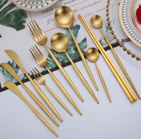 LEON Y898 304 Gold Brushed Finish Cutlery Collection