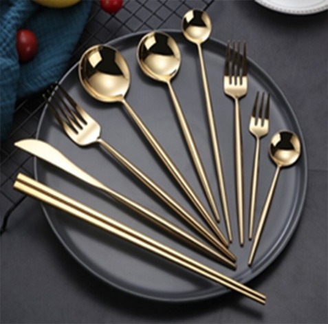 LEON Y898 304 Gold Mirror Finish Cutlery Collection