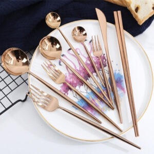 LEON Y898 304 Rose Gold Brushed Finish Cutlery Collection
