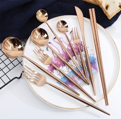 LEON Y898 304 Rose Gold Brushed Finish Cutlery Collection