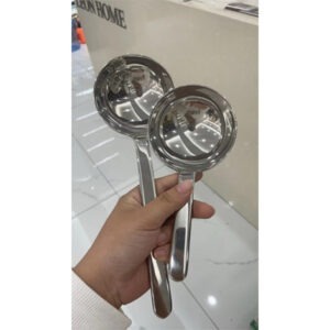 Large & Small Round Stainless Steel Spoons – 304 Durable Kitchen Serving Spoons with Smooth and Hammered Handles – Perfect for Soups, Sauces, and Restaurants